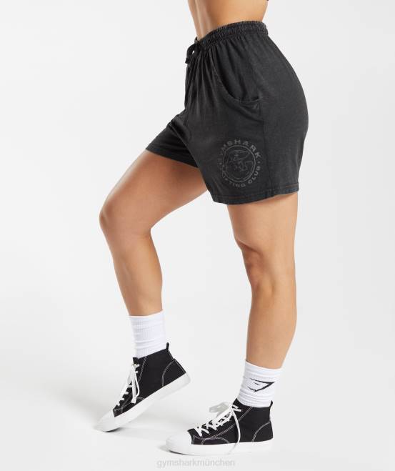 schwarz (ausverkauft) Kleidung Gymshark Frauen Legacy-Shorts mit lockerer Waschung 04P8110