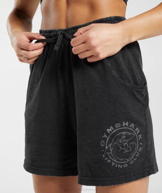 schwarz (ausverkauft) Kleidung Gymshark Frauen Legacy-Shorts mit lockerer Waschung 04P8110