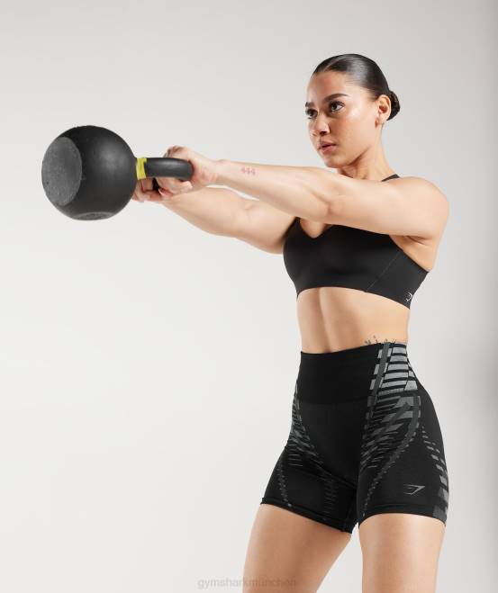 schwarz/hellgrau (ausverkauft) Kleidung Gymshark Frauen grenzenlose Shorts 04P8105