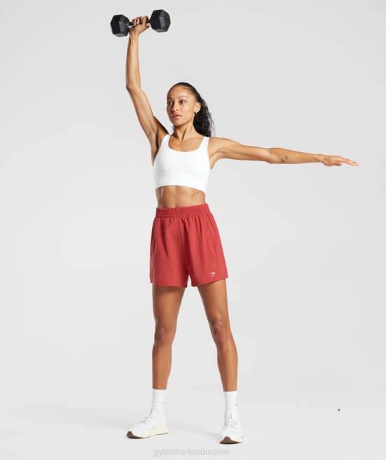 sonnengetrocknetes Rot Kleidung Gymshark Frauen Shorts mit gewebten Taschen 04P856