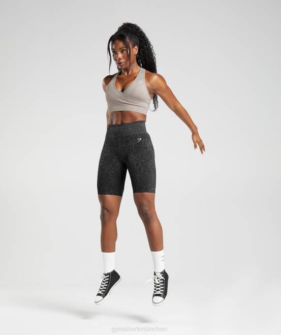 urban grau/schwarz Kleidung Gymshark Frauen Passen Sie die nahtlosen Tier-Radhosen an 04P823