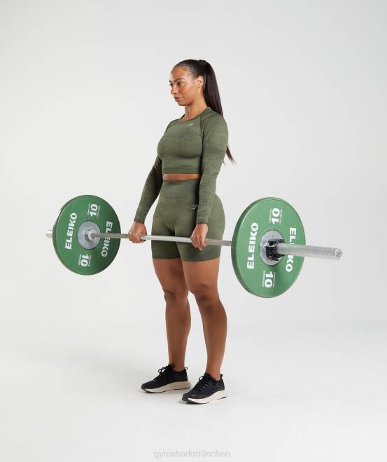 Moosolive/Kernolive Kleidung Gymshark Frauen Nahtloses Camo-Oberteil mit Schnürung am Rücken anpassen 04P8452