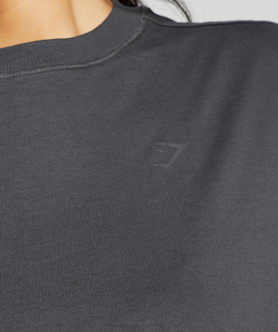 Onyxgrau Kleidung Gymshark Frauen Übergroßes Langarmshirt aus Baumwolle 04P8434