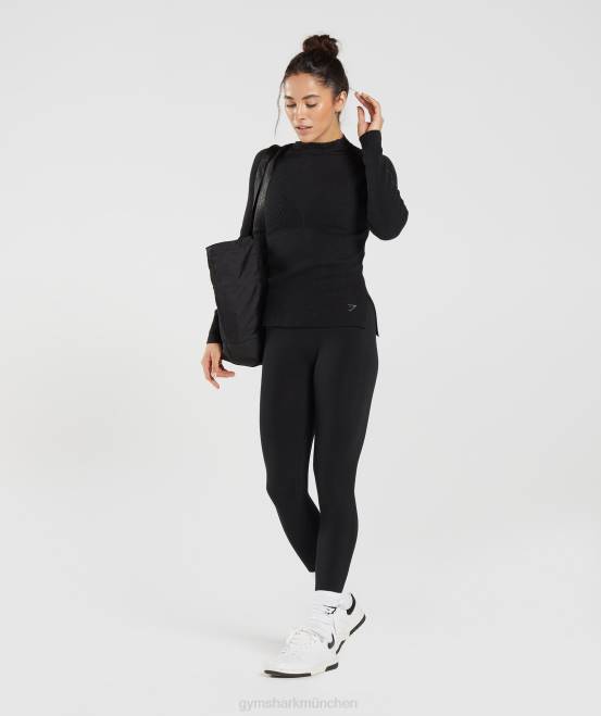 Schwarz/Onyxgrau Kleidung Gymshark Frauen Langes Strickoberteil von Pause 04P8461