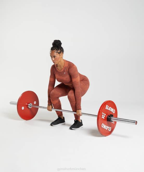 Sturmrot/Kirschbraun Kleidung Gymshark Frauen Nahtloses Camo-Oberteil mit Schnürung am Rücken anpassen 04P8449