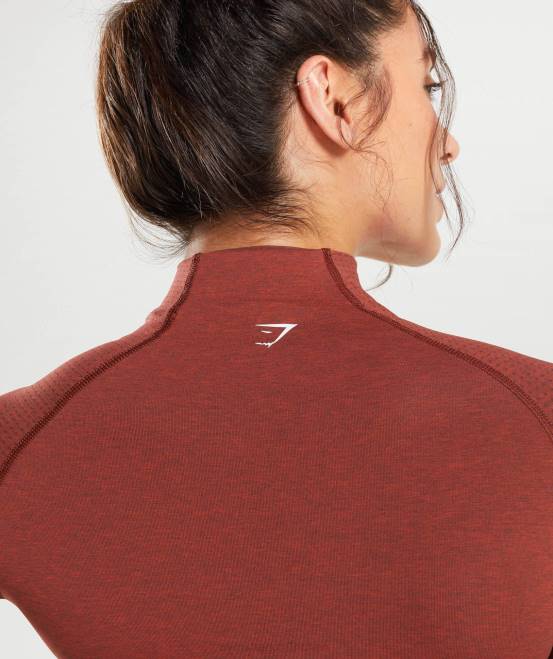 Ziegelrot Kleidung Gymshark Frauen Vital Seamless 2.0 Midi-Top mit hohem Halsausschnitt 04P8466