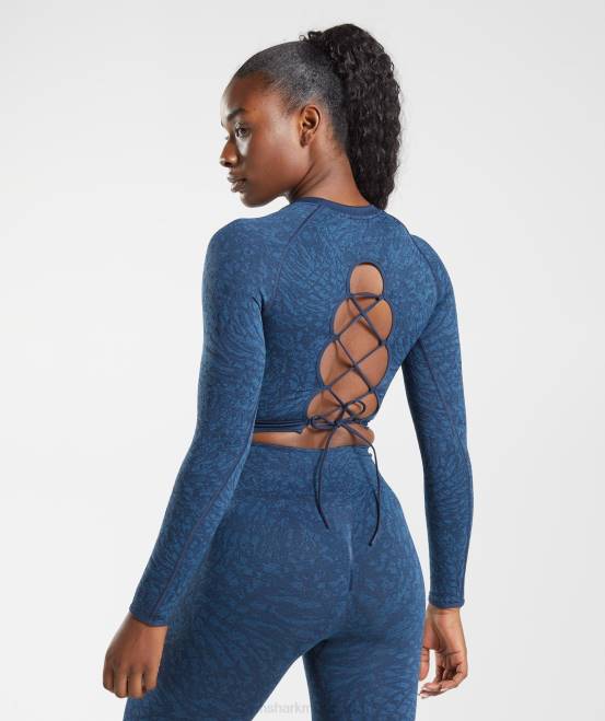 wild | Marine Kleidung Gymshark Frauen Adapt Animal-nahtloses Oberteil mit Schnürung hinten 04P8459