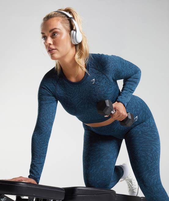 wild | Marine Kleidung Gymshark Frauen Adapt Animal-nahtloses Oberteil mit Schnürung hinten 04P8459