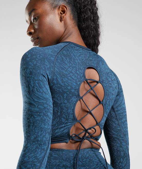 wild | Marine Kleidung Gymshark Frauen Adapt Animal-nahtloses Oberteil mit Schnürung hinten 04P8459