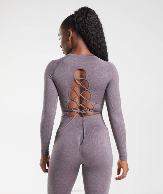 wild | Moschusflieder Kleidung Gymshark Frauen Adapt Animal-nahtloses Oberteil mit Schnürung hinten 04P8453