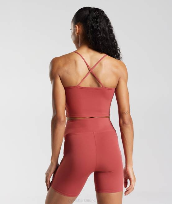 Granatapfelrot Kleidung Gymshark Frauen Crop-Cami-Tanktop mit Trägern 04P8500