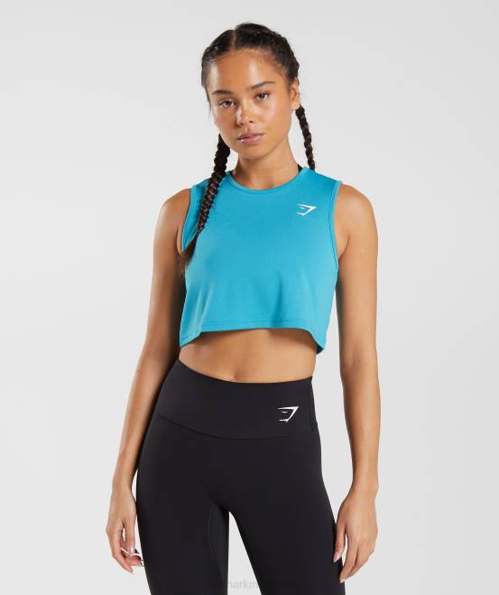 Kometenblau Kleidung Gymshark Frauen Trainings-Pflanzentank 04P8484
