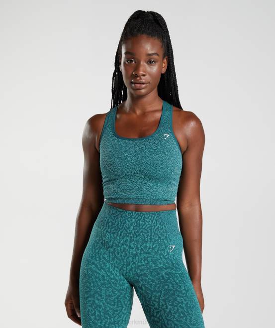 Riff | Winterblaugrün Kleidung Gymshark Frauen Passen Sie den nahtlosen Tiererntetank an 04P8491