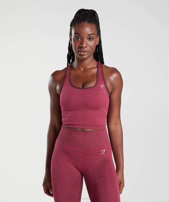 Riff | kirschbraun Kleidung Gymshark Frauen Passen Sie den nahtlosen Tiererntetank an 04P8474