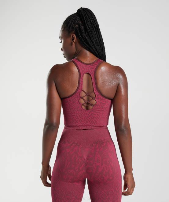 Riff | kirschbraun Kleidung Gymshark Frauen Passen Sie den nahtlosen Tiererntetank an 04P8474