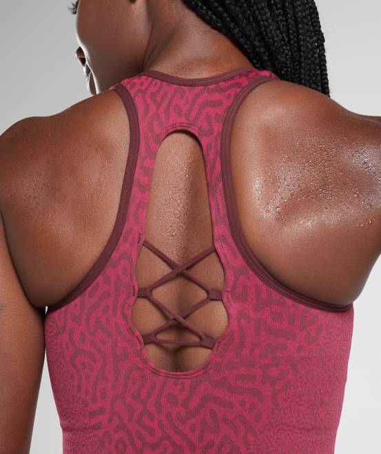 Riff | kirschbraun Kleidung Gymshark Frauen Passen Sie den nahtlosen Tiererntetank an 04P8474