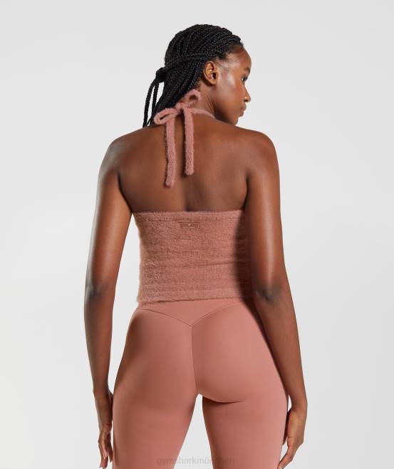 Schlucht rot Kleidung Gymshark Frauen Whitney Wimpernstrick-Midi-Neckholder-Top 04P8447