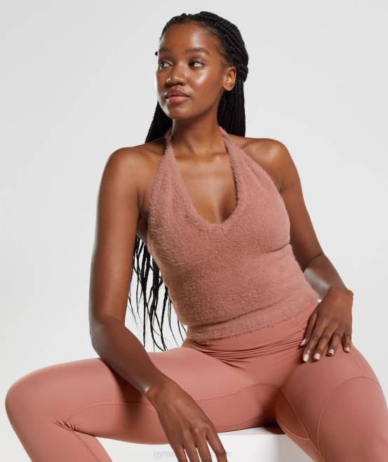 Schlucht rot Kleidung Gymshark Frauen Whitney Wimpernstrick-Midi-Neckholder-Top 04P8447