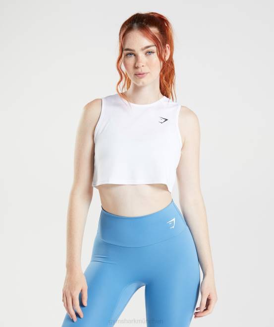 Weiß Kleidung Gymshark Frauen Trainings-Pflanzentank 04P8475
