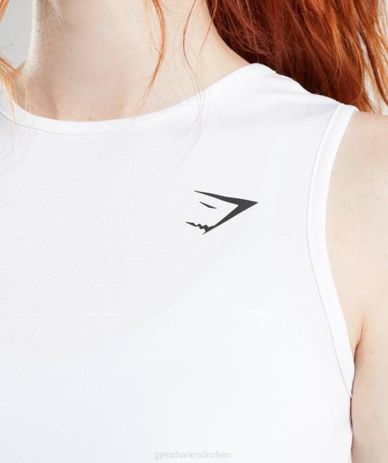 Weiß Kleidung Gymshark Frauen Trainings-Pflanzentank 04P8475