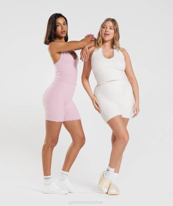 gepresstes Blütenblatt rosa Kleidung Gymshark Frauen Whitney Wimpernstrick-Midi-Neckholder-Top 04P8464