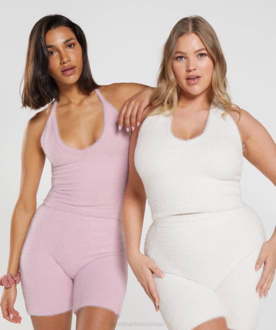 gepresstes Blütenblatt rosa Kleidung Gymshark Frauen Whitney Wimpernstrick-Midi-Neckholder-Top 04P8464