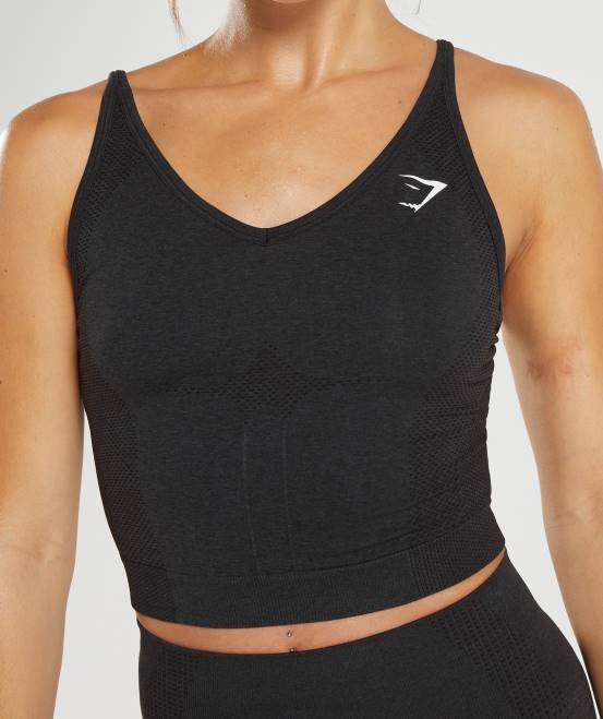 schwarzer Mergel Kleidung Gymshark Frauen Vital Seamless 2.0 Midi Tank 04P8419