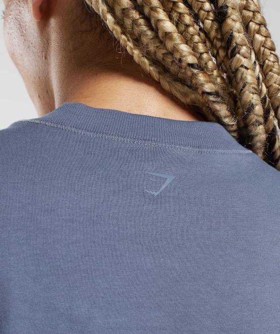 Abendblau Kleidung Gymshark Frauen Kastenförmiges Crop-Top aus Baumwolle 04P8455