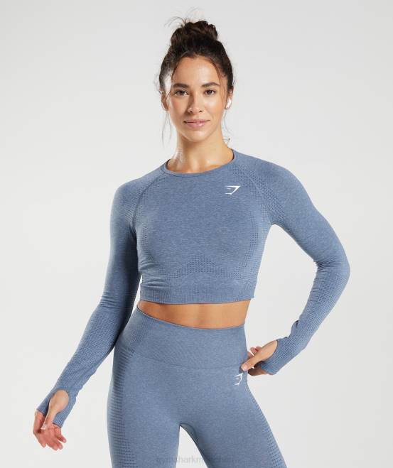 Abendblauer Mergel Kleidung Gymshark Frauen Vital Seamless 2.0 Crop Top 04P8468