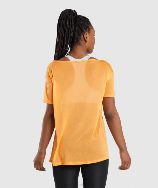 Aprikosenorange Kleidung Gymshark Frauen Trainingsoberteil in Übergröße 04P8483