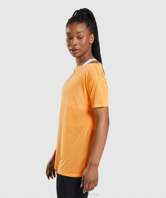 Aprikosenorange Kleidung Gymshark Frauen Trainingsoberteil in Übergröße 04P8483