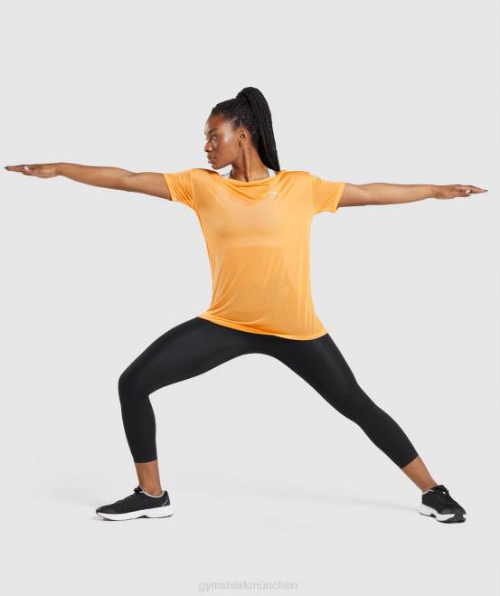 Aprikosenorange Kleidung Gymshark Frauen Trainingsoberteil in Übergröße 04P8483