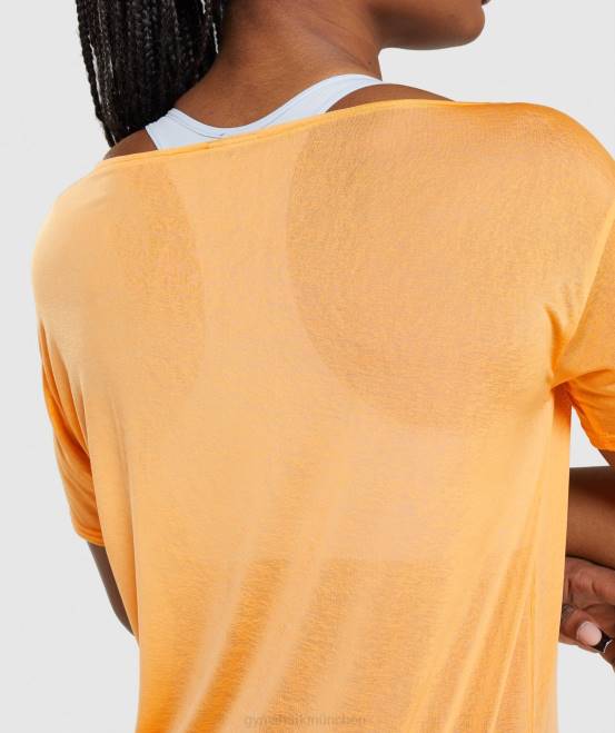 Aprikosenorange Kleidung Gymshark Frauen Trainingsoberteil in Übergröße 04P8483