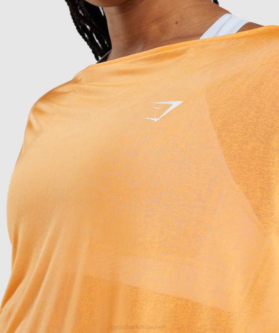 Aprikosenorange Kleidung Gymshark Frauen Trainingsoberteil in Übergröße 04P8483