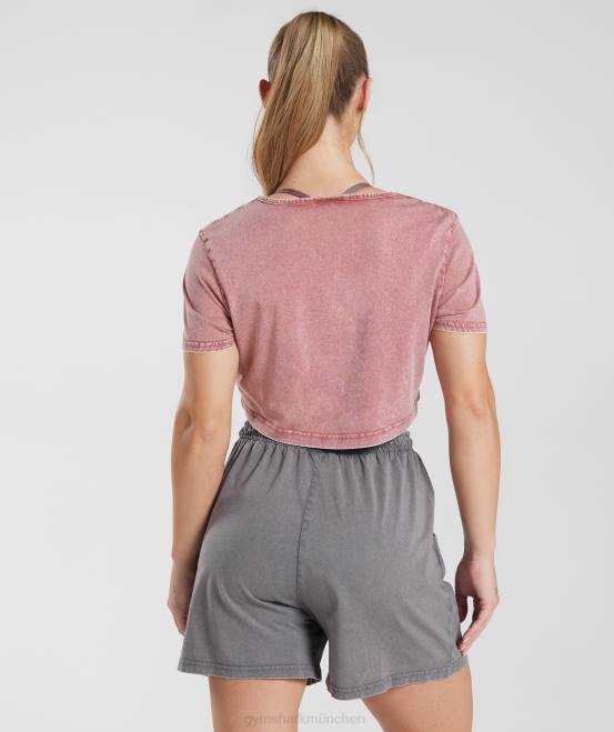 Terrakottarosa/Acid-Waschung Kleidung Gymshark Frauen Legacy-Crop-Top 04P8502