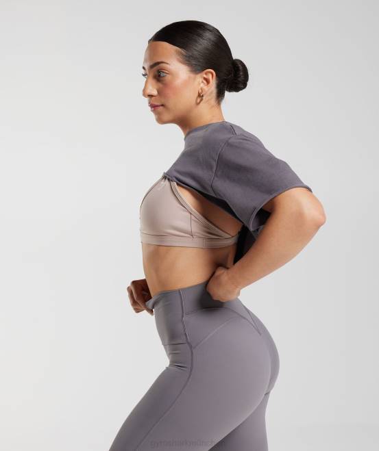 Titangrau (ausverkauft) Kleidung Gymshark Frauen Legacy-Achselzucken-Top 04P8494