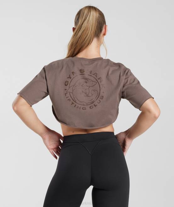 Trüffelbraun (ausverkauft) Kleidung Gymshark Frauen Legacy-Achselzucken-Top 04P8495