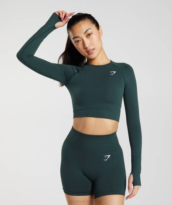 Waldgrüner Mergel Kleidung Gymshark Frauen Vital Seamless 2.0 Crop Top 04P8480