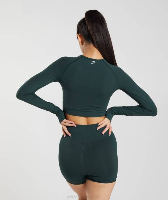 Waldgrüner Mergel Kleidung Gymshark Frauen Vital Seamless 2.0 Crop Top 04P8480
