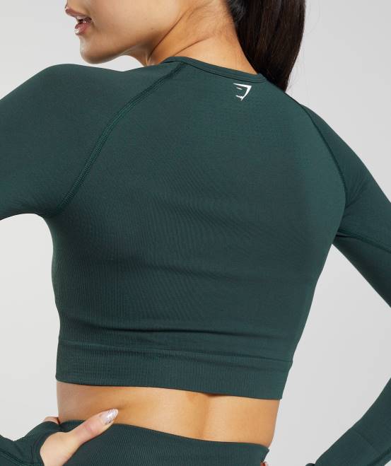 Waldgrüner Mergel Kleidung Gymshark Frauen Vital Seamless 2.0 Crop Top 04P8480