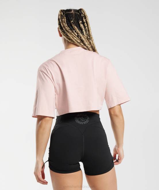 nebliges Rosa Kleidung Gymshark Frauen Kastenförmiges Crop-Top aus Baumwolle 04P8463