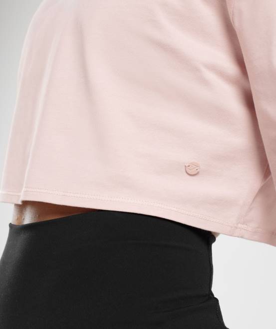 nebliges Rosa Kleidung Gymshark Frauen Kastenförmiges Crop-Top aus Baumwolle 04P8463