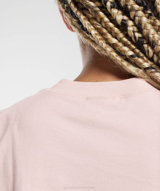 nebliges Rosa Kleidung Gymshark Frauen Kastenförmiges Crop-Top aus Baumwolle 04P8463