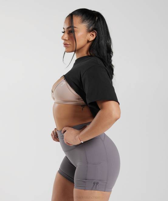 schwarz (ausverkauft) Kleidung Gymshark Frauen Legacy-Achselzucken-Top 04P8496