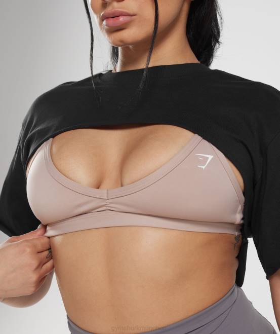 schwarz (ausverkauft) Kleidung Gymshark Frauen Legacy-Achselzucken-Top 04P8496
