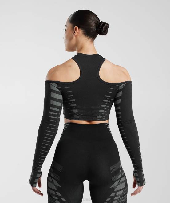 schwarz/hellgrau Kleidung Gymshark Frauen Grenzenloses Crop-Top 04P8501