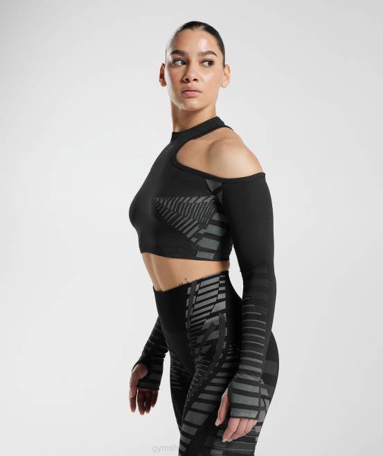 schwarz/hellgrau Kleidung Gymshark Frauen Grenzenloses Crop-Top 04P8501