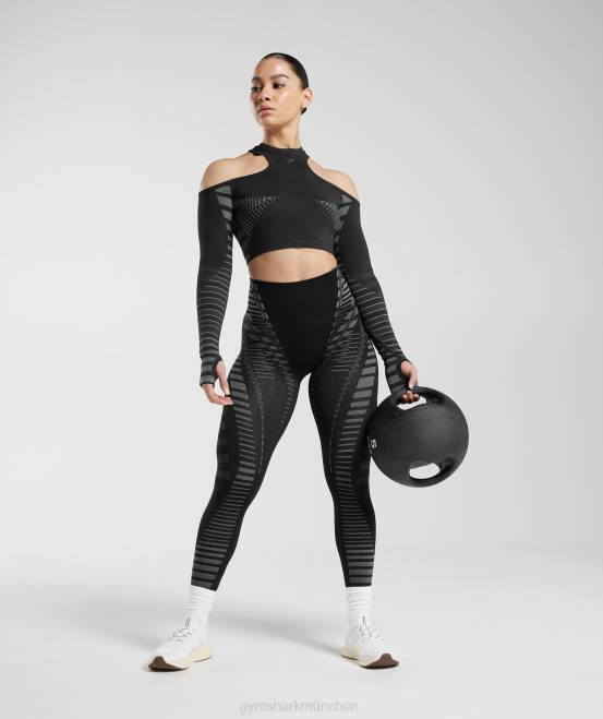 schwarz/hellgrau Kleidung Gymshark Frauen Grenzenloses Crop-Top 04P8501