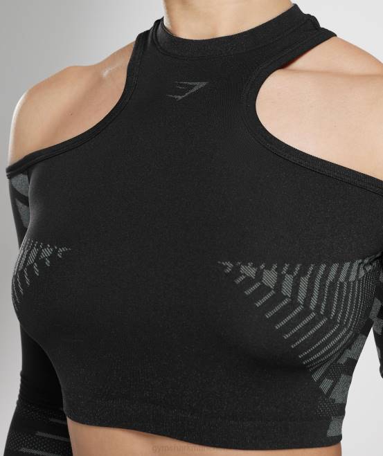 schwarz/hellgrau Kleidung Gymshark Frauen Grenzenloses Crop-Top 04P8501