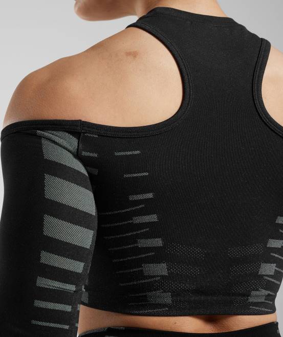 schwarz/hellgrau Kleidung Gymshark Frauen Grenzenloses Crop-Top 04P8501